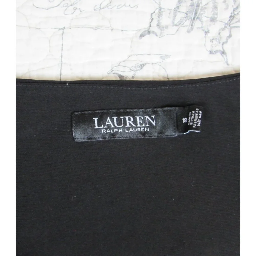 EUC Lauren Ralph Lauren Black Label Surplice Jersey Dress Black Women's 18 - Picture 4 of 8